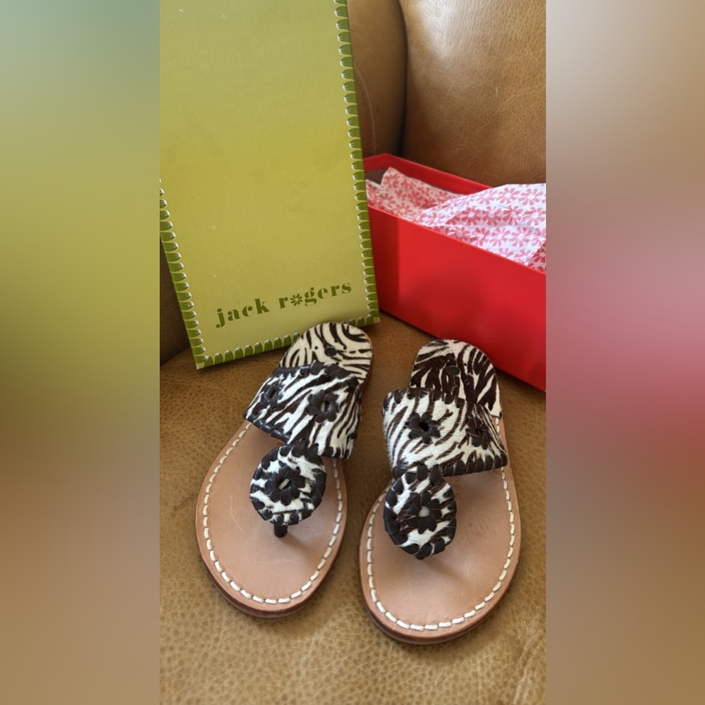 Jack Rogers Brown and White Kids Sandals